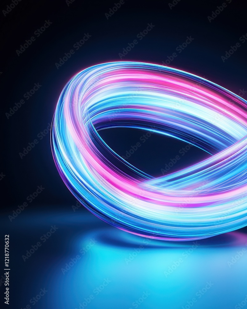 Poster dynamic light streaks creating circular patterns black background abstract art studio environment cl