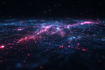 Obraz premium Colorful digital representation of a cosmic landscape showcasing stars and nebulae in a vast galaxy environment