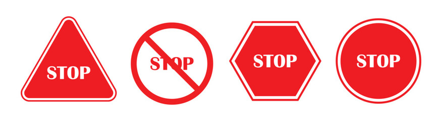 No Sign and Stop Sign Icon Set Flat Design .No Entry or No Sign Icon Set Editable Stroke.