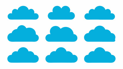 Set of Black Cloud Icon Designs , Cloud silhouette vector illustration 