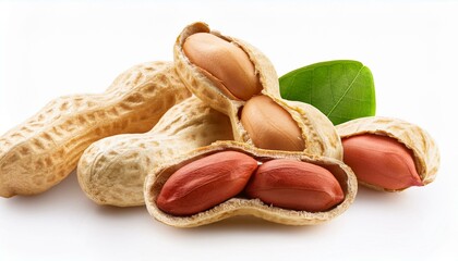beautiful peanuts isolated on white or white background