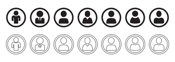 Profile icon. Avatar icons set. Male and female head silhouettes. Vector collection.