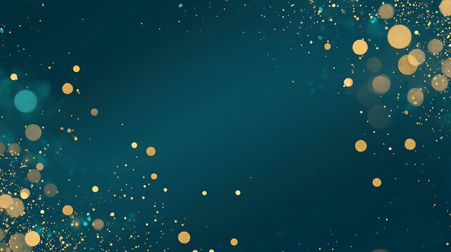A sophisticated holiday atmosphere is evoked by this high-resolution festive background with golden glitter bokeh and teal green tones.