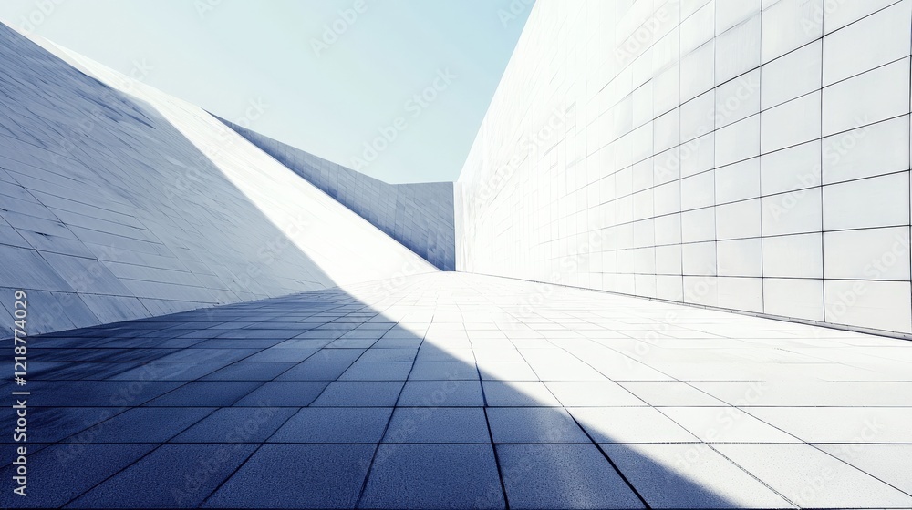 Aufkleber abstract minimalist architecture in bright daylight with clean lines and geometric shapes