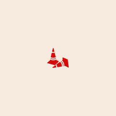 Traffic cone icon flat vector design. 