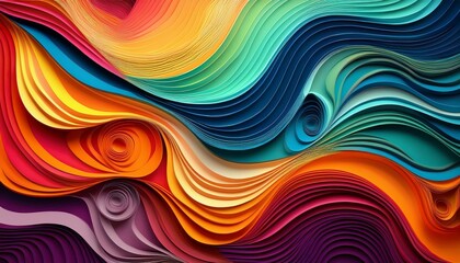 Obraz premium colorful wavy paper texture cut out design wallpaper background