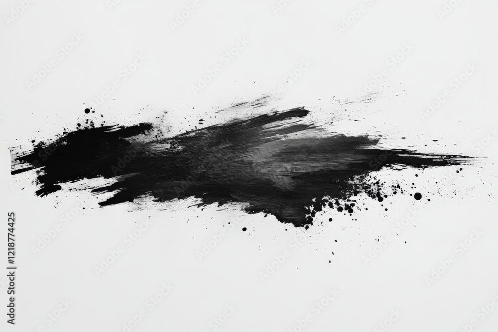 Poster abstract black paint splash creating artistic texture on white background in a modern art style