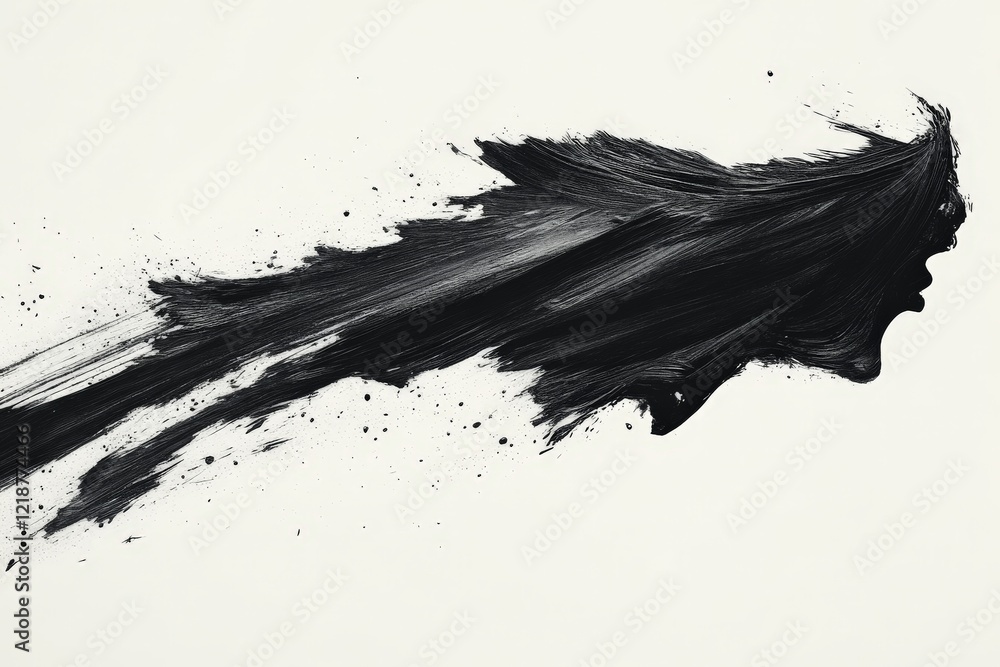 Aufkleber dynamic black paint strokes creating an abstract figure against a light background