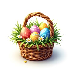 An isometric depiction of an easter basket icon 