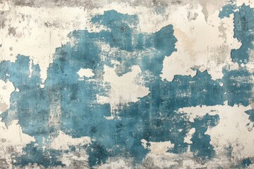 Obraz premium Weathered wall with blue and gray paint peeling in a rustic setting showcasing unique texture and artful decay