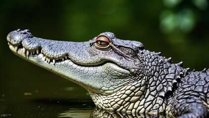 Fototapeta premium Crocodile sunmerged in water wildlife photography
