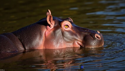 Fototapeta premium Hippopotamus in water wildlife photography