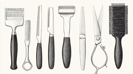 Professional barber tools set for grooming studio environment equipment showcase close-up view haircare essentials
