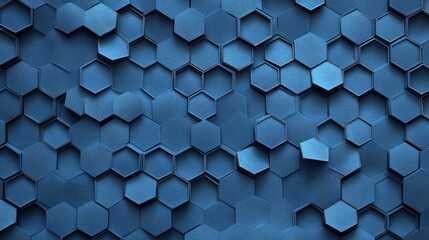 Abstract hexagonal pattern and molecular structure on a blue background, showcasing digital technology concepts in communications, science, and medicine with ample copy space for customization.



