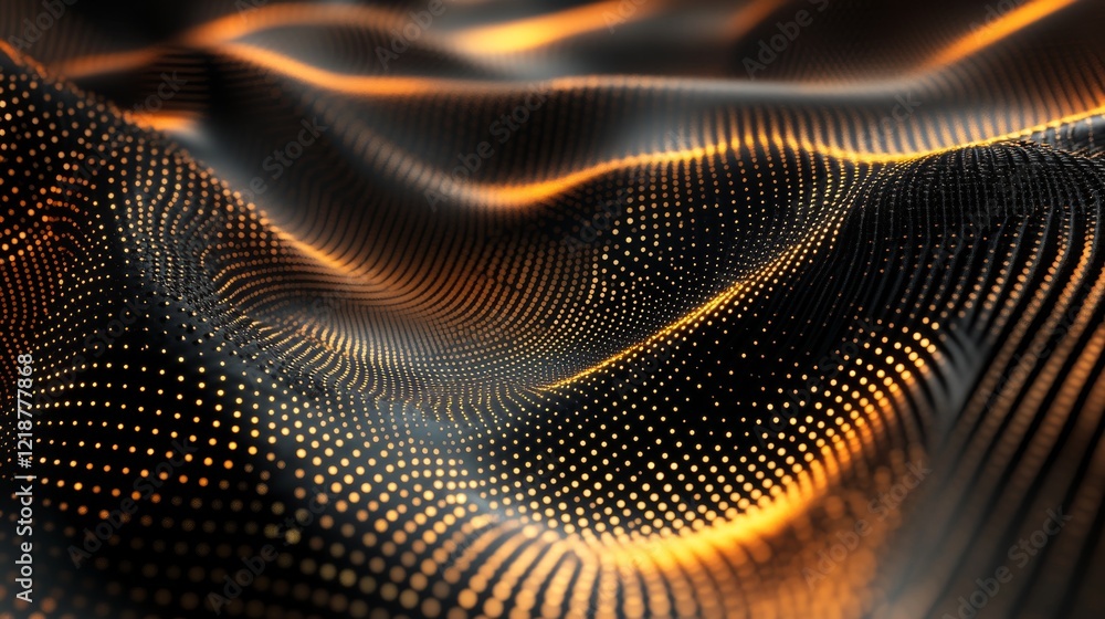 Poster abstract high-tech digital technology background with particles and metallic plates, futuristic 3d d