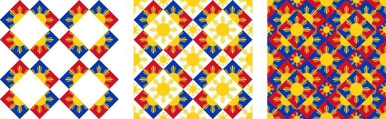 filipino background. sun pattern set. vector illustration