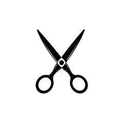Scissors illustration icon, black silhouette vector