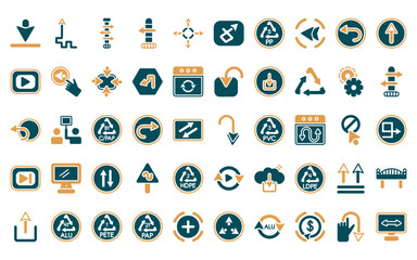 Fototapeta premium 50 linear user interface icon pack. vector thin line cursor, van, gallery, shutter, store, bookmark, error page icons suitable for apps and websites ui designs.