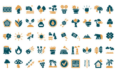 50 linear nature icon pack. vector thin line watering plant, black birch tree, waste water, white ash tree, bonsai tree, flower pot, flower therapy icons suitable for apps and websites ui designs.
