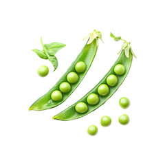 Fresh green peas in pods isolated on black background