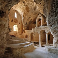 The interior of the Church of the Holy Sepulchre, showcasing its historic arches, ornate decorations, and sacred atmosphere.