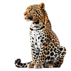 Fototapeta premium Majestic Leopard Sitting Gracefully with Distinctive Spots