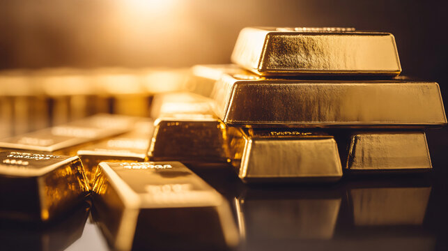 Stack of gold bars. Banner template for advertising banks, savings, st. patrick's day, deposits and savings with space for text