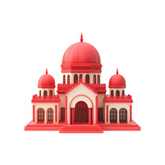 Red building 3D model architectural design dome structure