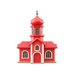 Red Church 3D Model Cute Design