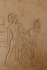 Fototapeta premium Beautiful wall reliefs on the walls of Horemheb tomb in Saqqara in Giza