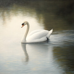 Fototapeta premium Serene Swan on Calm Water