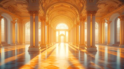 Obraz premium Classical neoclassical columns in grand palace hall high resolution image