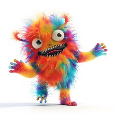 Naklejka premium Colorful Fuzzy Monster with Playful Expression and Unique Features