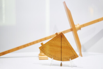 Wooden Measuring Instruments Displayed with Precise Details and Traditional Design..