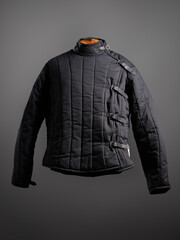 Historical fashion. Medieval knight cloth. Padded jacket gambeson.