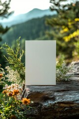 Blank White Card Mockup in an Elegant Natural Rustic Setting