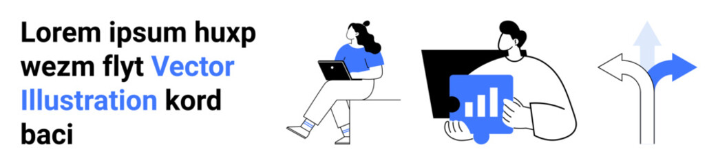 Two people collaborating while using laptops, with data analytics and decision making direction. Ideal for teamwork, data analytics, collaboration, remote work, decision making, productivity, tech