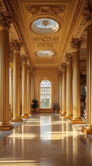 Majestic columns neoclassical hall in luxury palace high resolution image