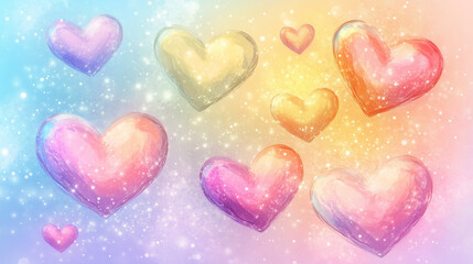 Obraz premium Cute pastel hearts background for Valentine's Day