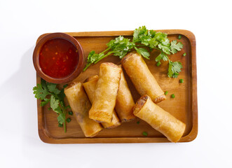 Chinese food Deep fried spring roll on white background