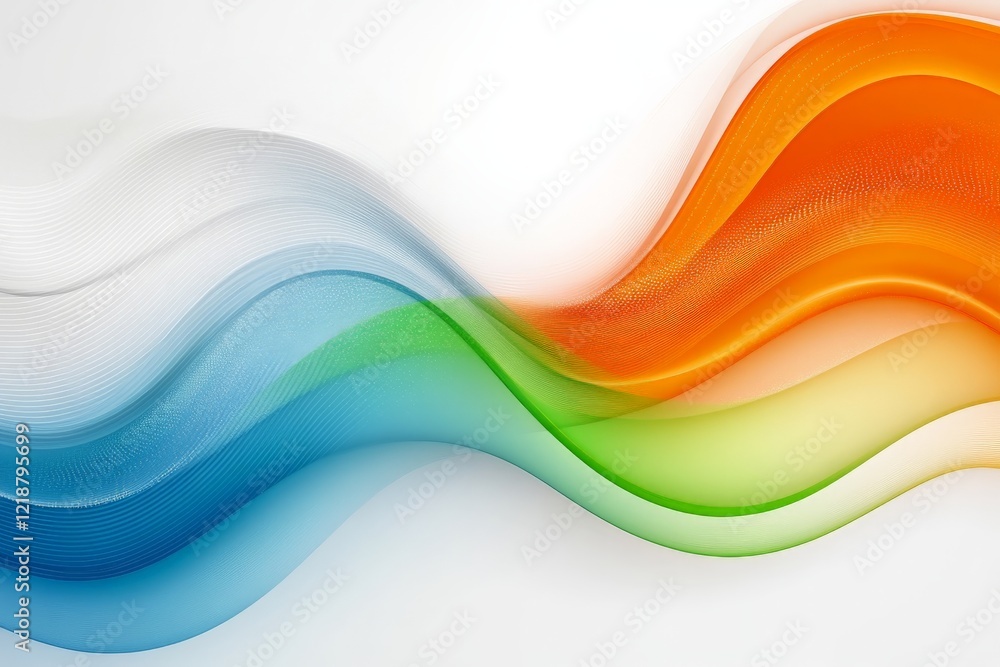 Poster colorful abstract waves flowing smoothly with a mixture of blue, green, and orange in a dynamic desi