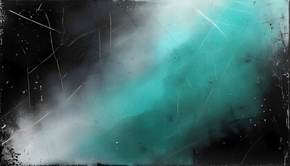 A grunge-style background with turquoise and black hues, featuring scratches and wear