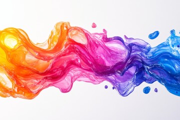 Obraz premium Colorful liquid waves flowing smoothly across a white background creating a vibrant abstract artwork