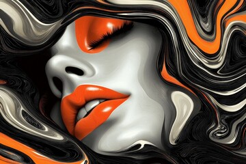 Artistic portrayal of a woman's face with vibrant colors and flowing patterns
