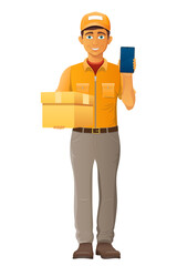 delivery young man courier service vector illustration isolated on white background