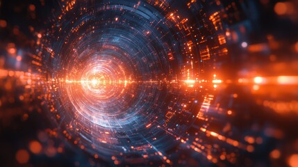 Obraz premium Abstract Digital Tunnel: A Journey Through Cyberspace