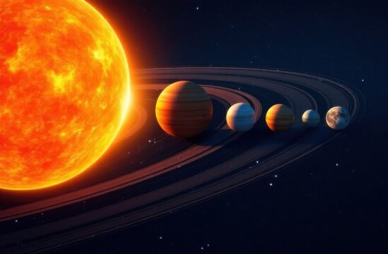 planets of the solar system, view from space