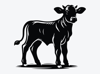 Black Calf Vector Illustration - Young Animal Symbolism