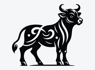 Black Calf Vector Illustration - Young Animal Symbolism