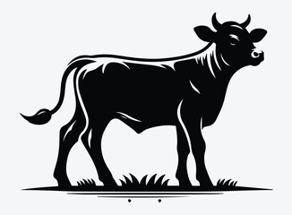 Black Calf Vector Illustration - Young Animal Symbolism